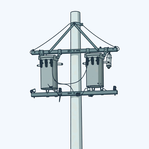 中部電力の三角架台つき変圧器