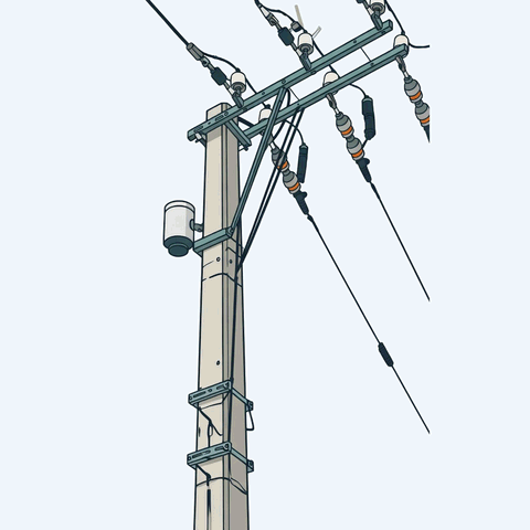 函館の角柱の電柱