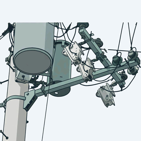 四国電力の十字腕と帽子形の短い碍子